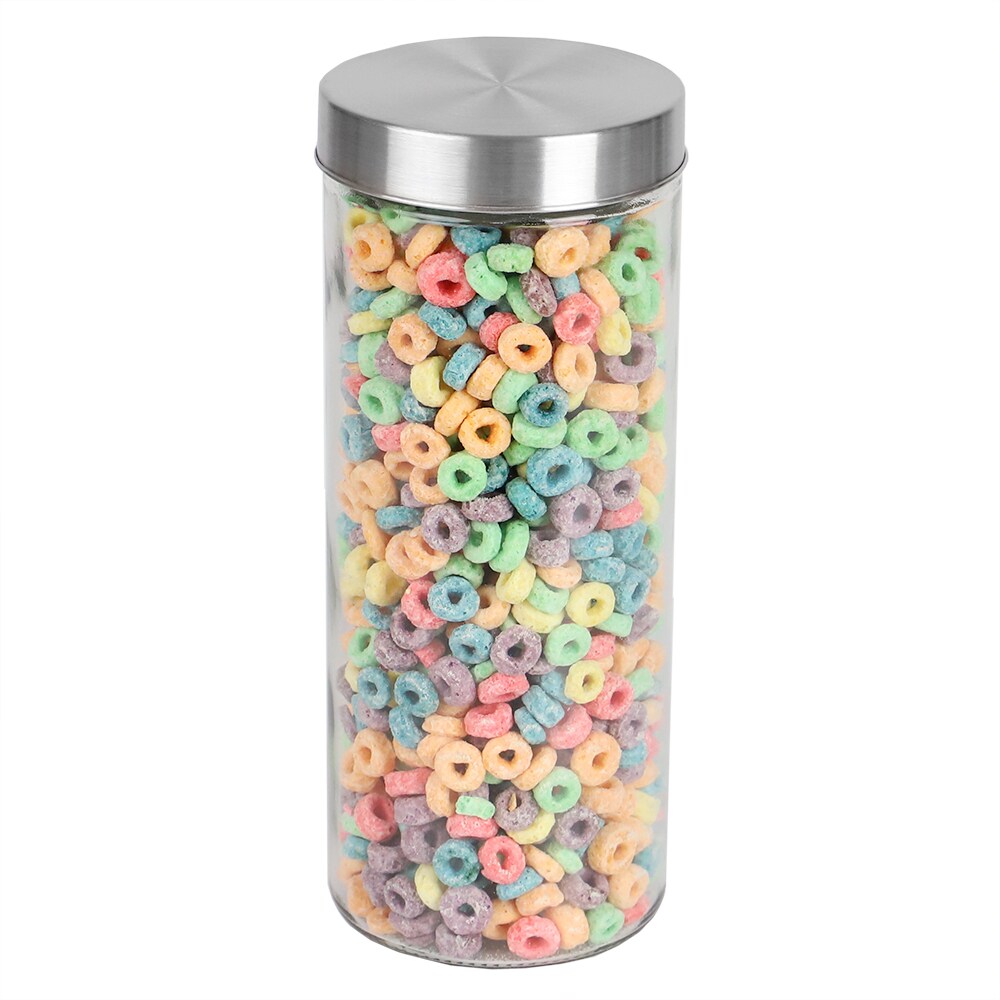 Home Basics X-Large 67oz. Round Glass Canister with Air-Tight Stainless Steel Twist Top Lid, Clear