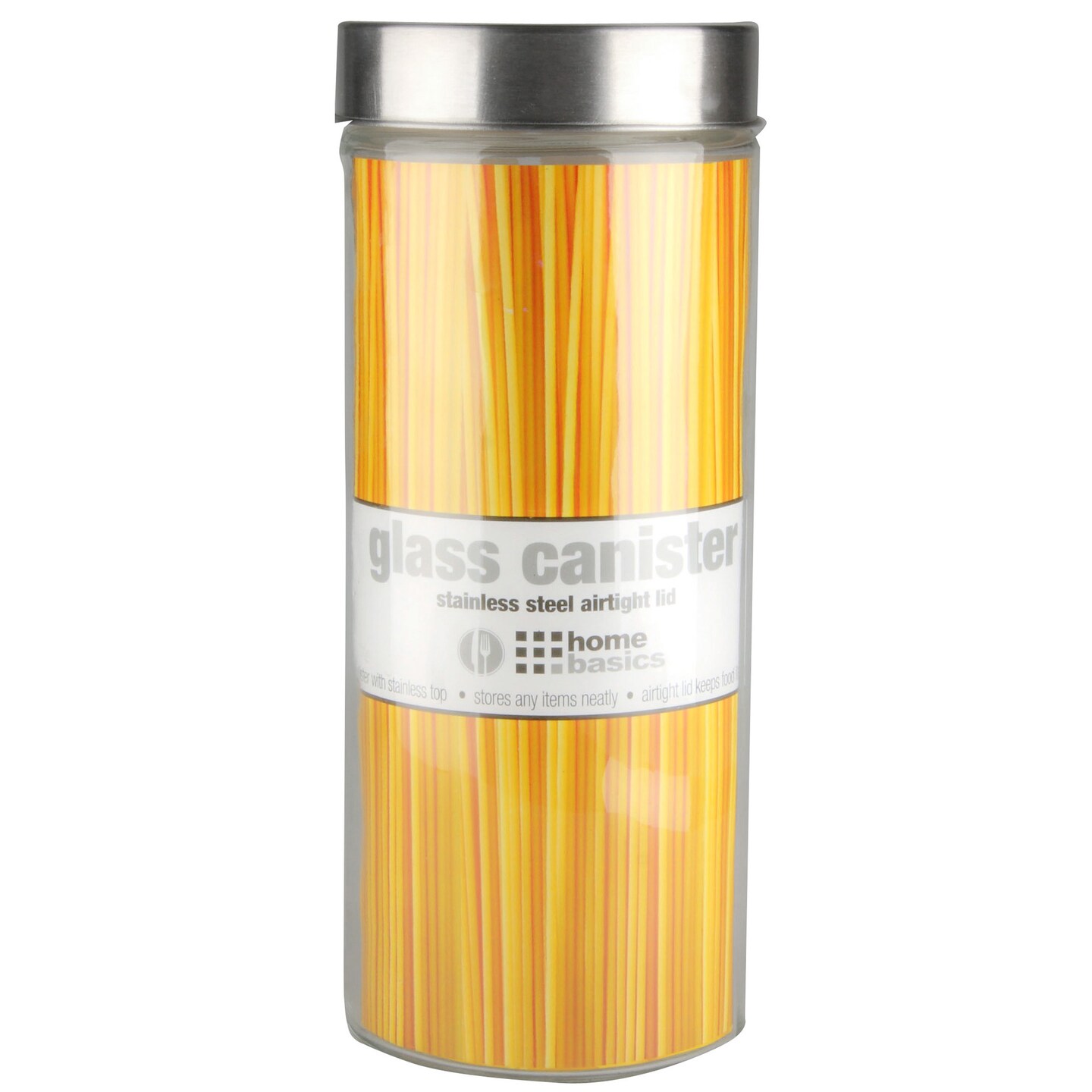 Home Basics X-Large 67oz. Round Glass Canister with Air-Tight Stainless Steel Twist Top Lid, Clear