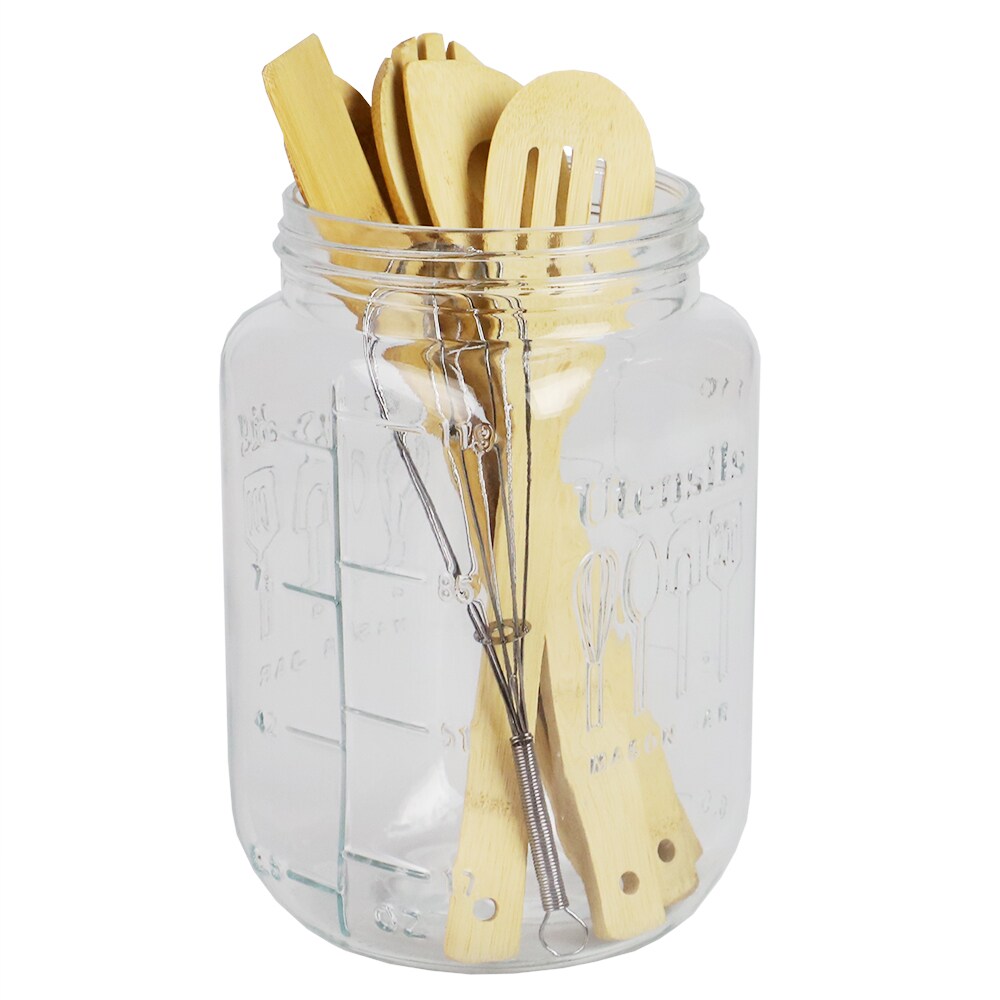 Home Basics 153.6 oz. X-Large Glass Mason Canister Jar, Clear