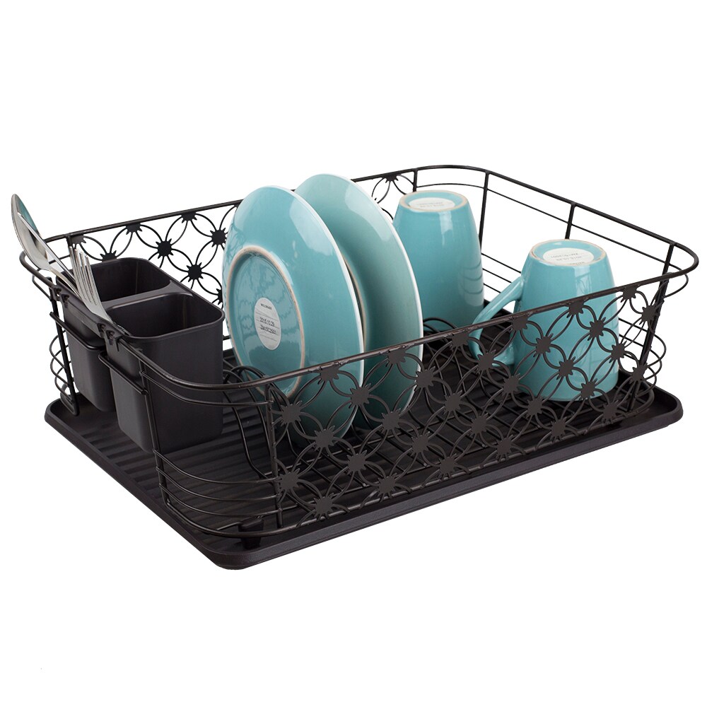 Plastic/Metal Dish Rack Home Basics Finish/Color: Turquoise