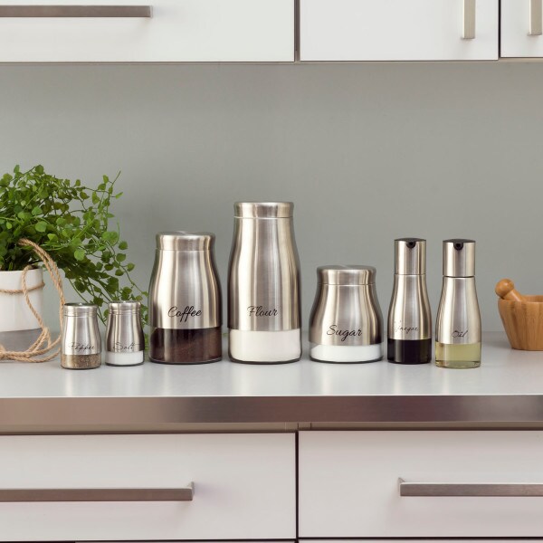 Home Basics 3 Piece Stainless Steel Canister Set with See-Through Glass Base, Silver
