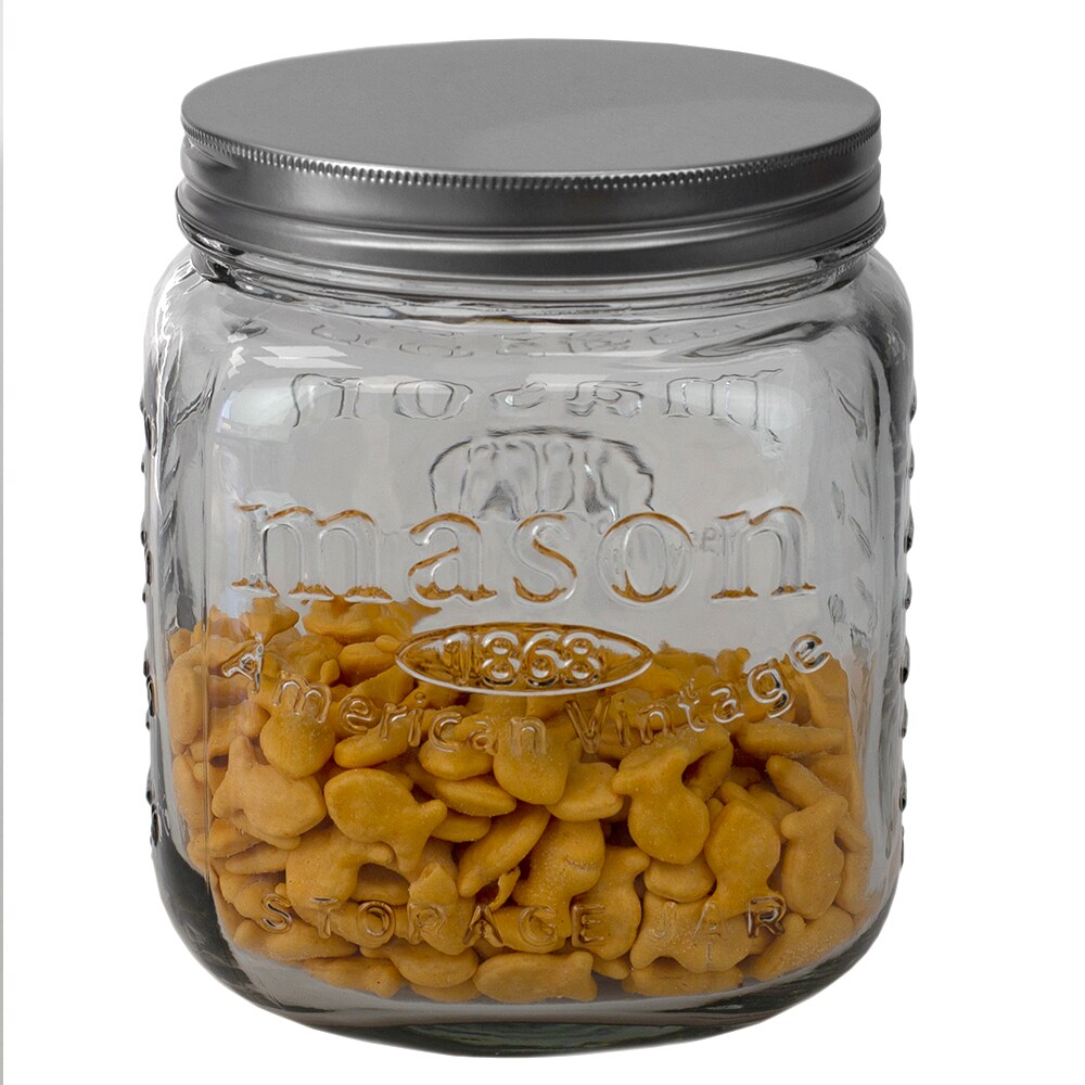 Home Basics 90 oz. Medium Mason Glass Canister, Clear