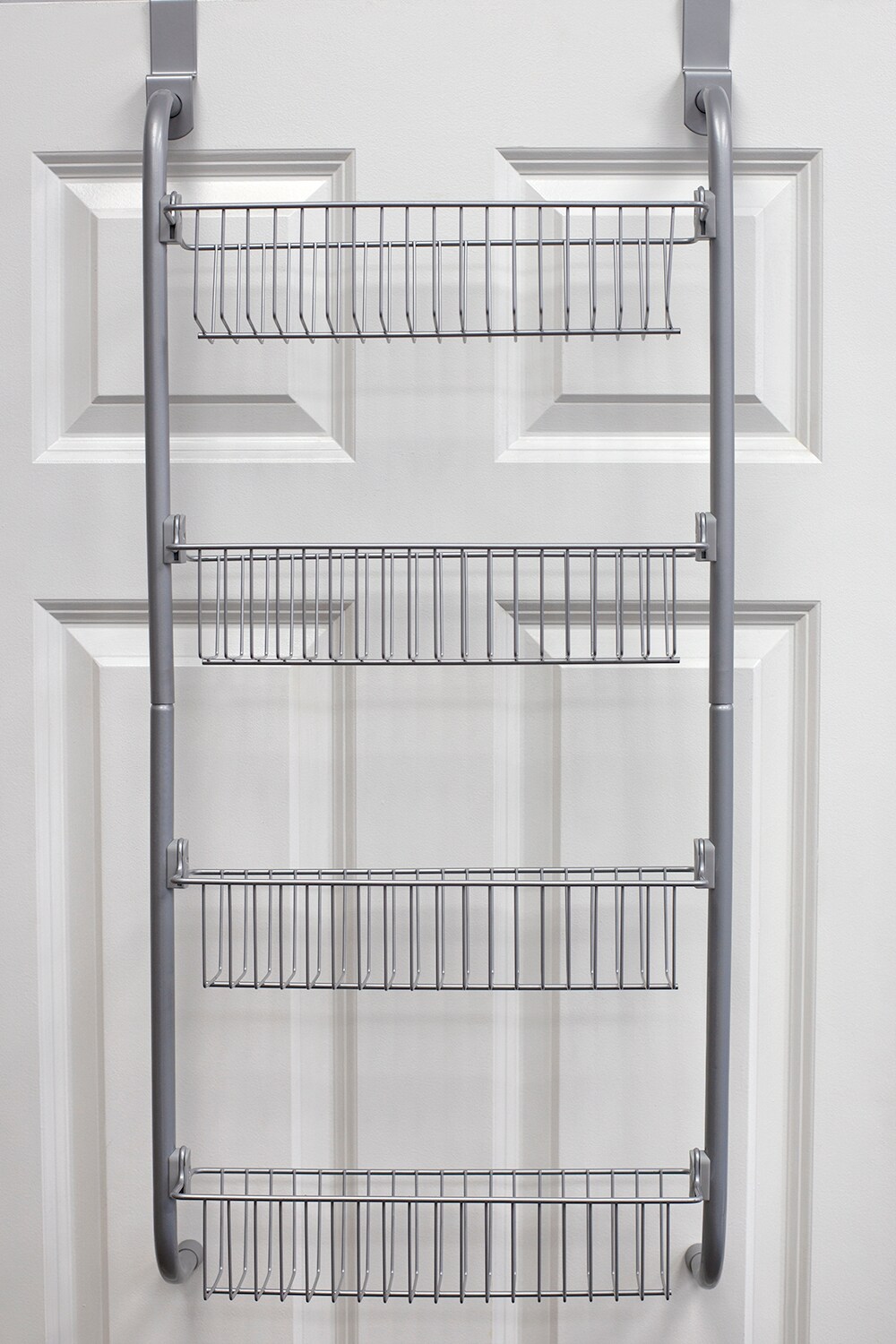 Home Basics Heavy Duty 4 Tier Over the Door Metal Pantry Organizer, Grey