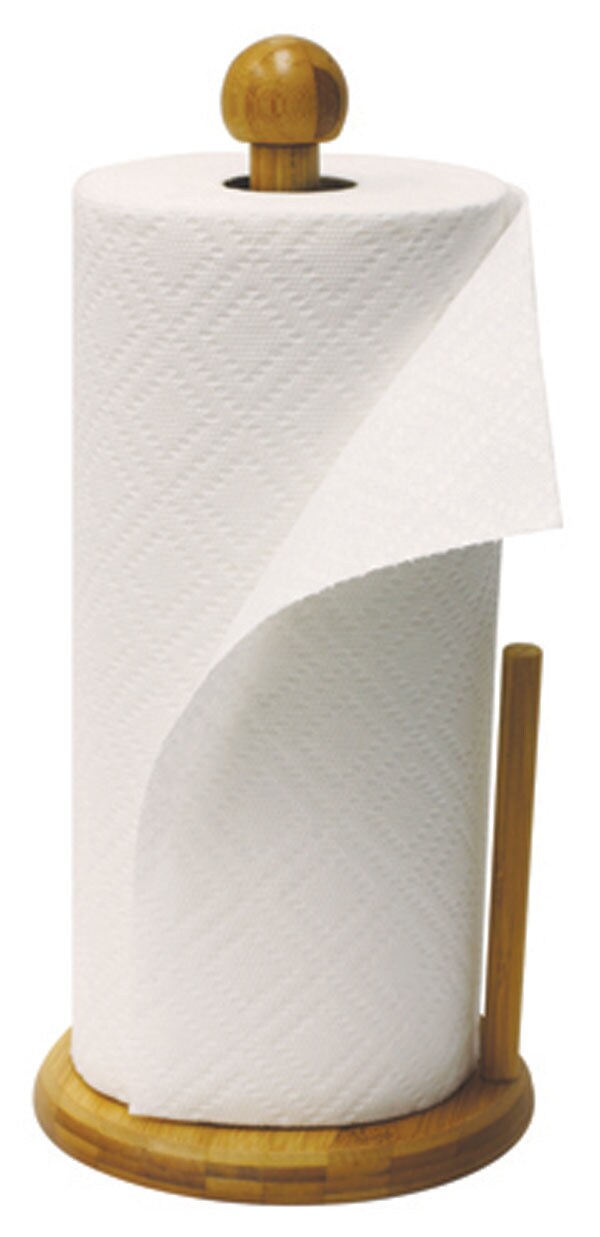 Home Basics Easy Tear Bamboo Paper Towel Holder, Natural