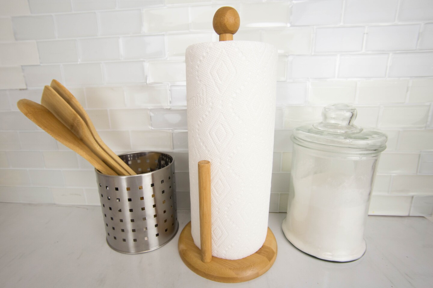 Home Basics Easy Tear Bamboo Paper Towel Holder, Natural