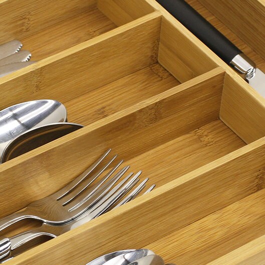 Home Basics Bamboo Cutlery Tray