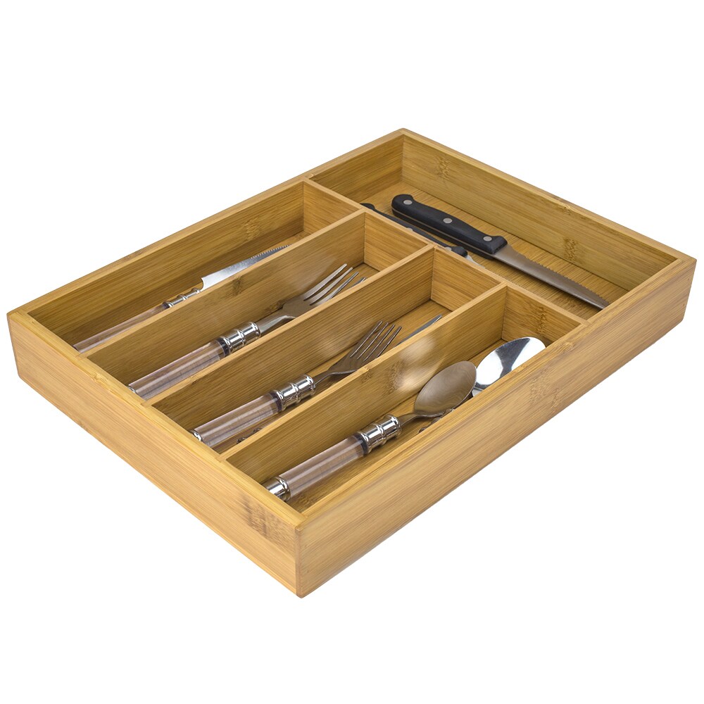 Home Basics Bamboo Cutlery Tray