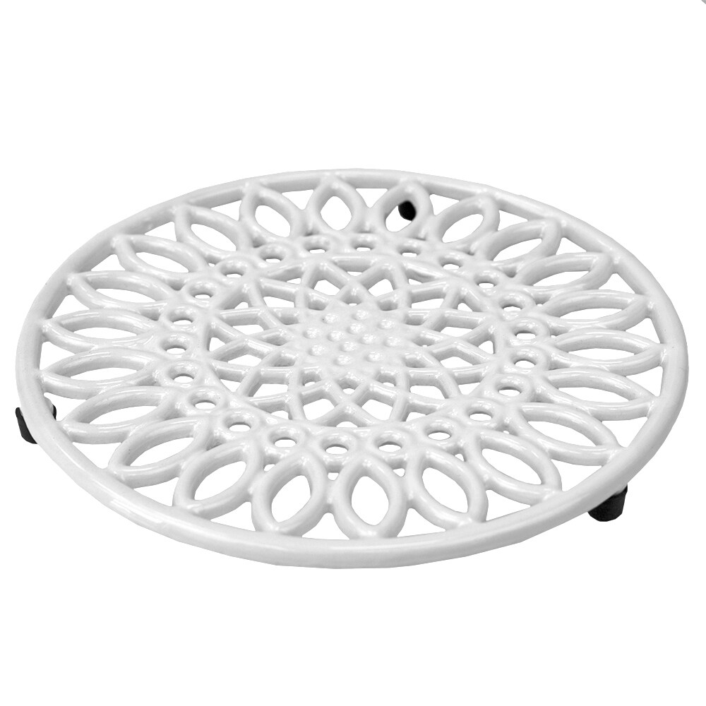 Creative Home Cast Iron Round Trivet & Coaster - 3.75 Inch Green Decorative Piece