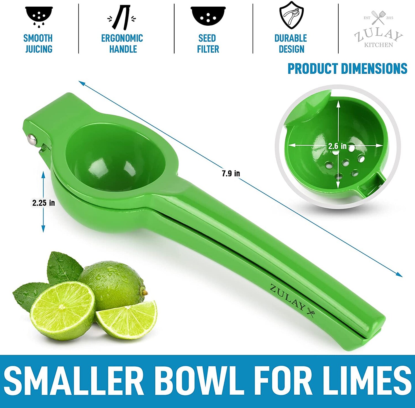 Zulay Lime Squeezer (Metal) &#x2013; Green