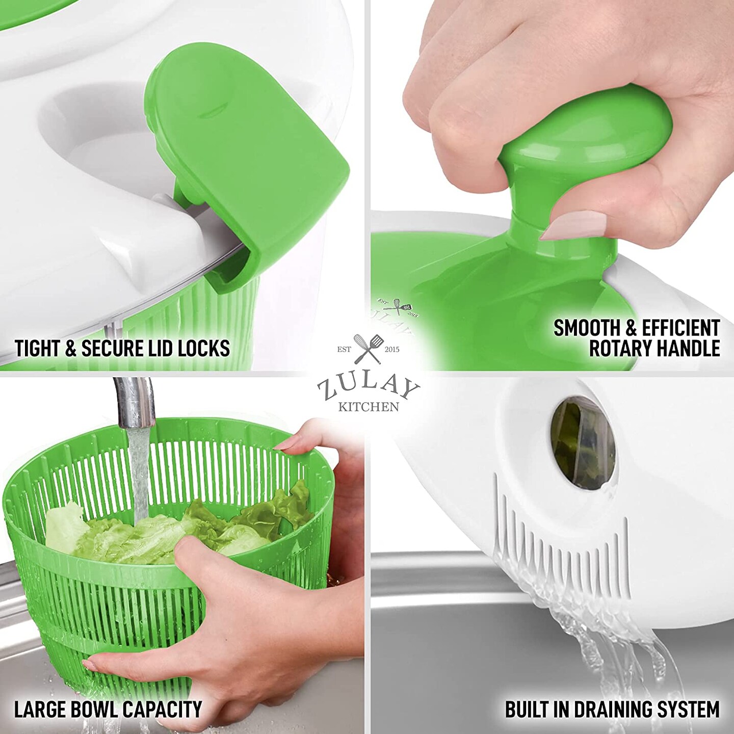 Green Zulay Kitchen Salad Spinner