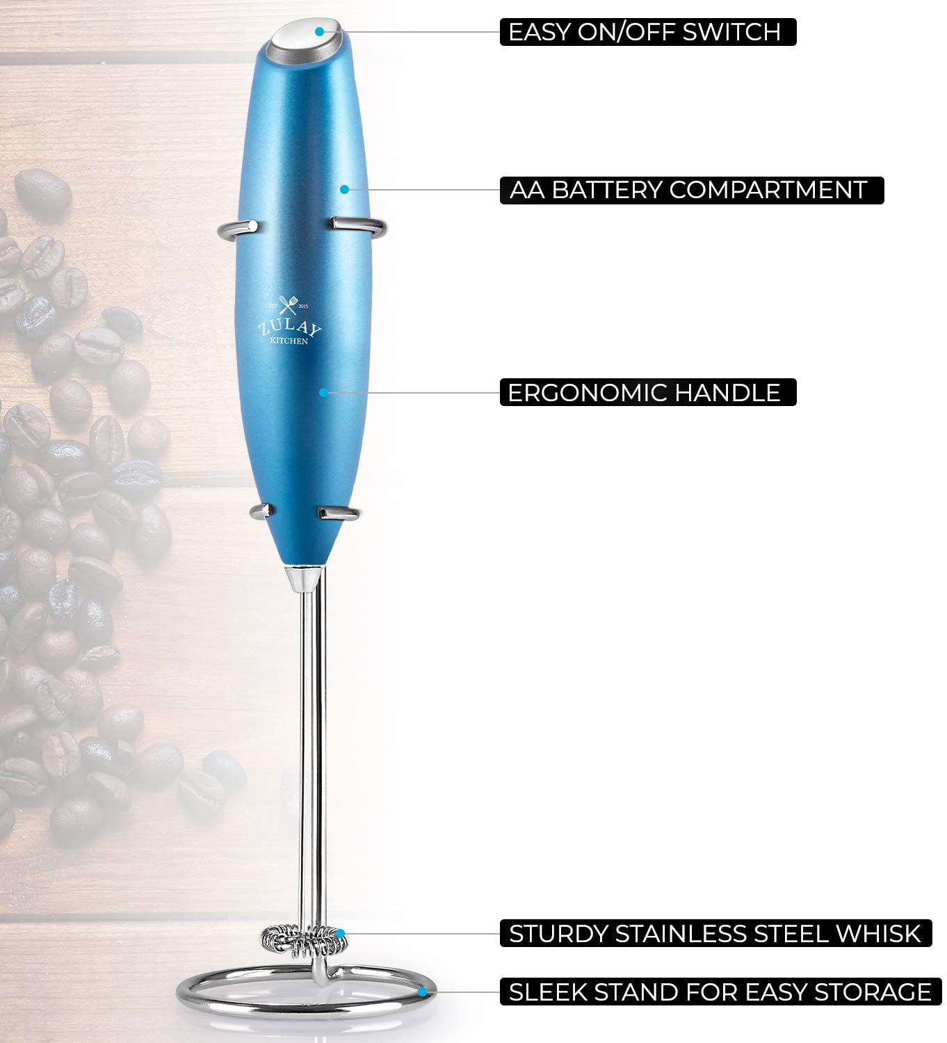 ZK FrothMate Milk Frother Without Stand Purple Teal Fade