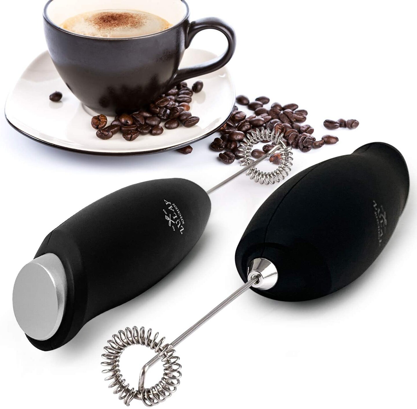 Zulay Milk Frother w/ Stand, 2020 One Touch - Black