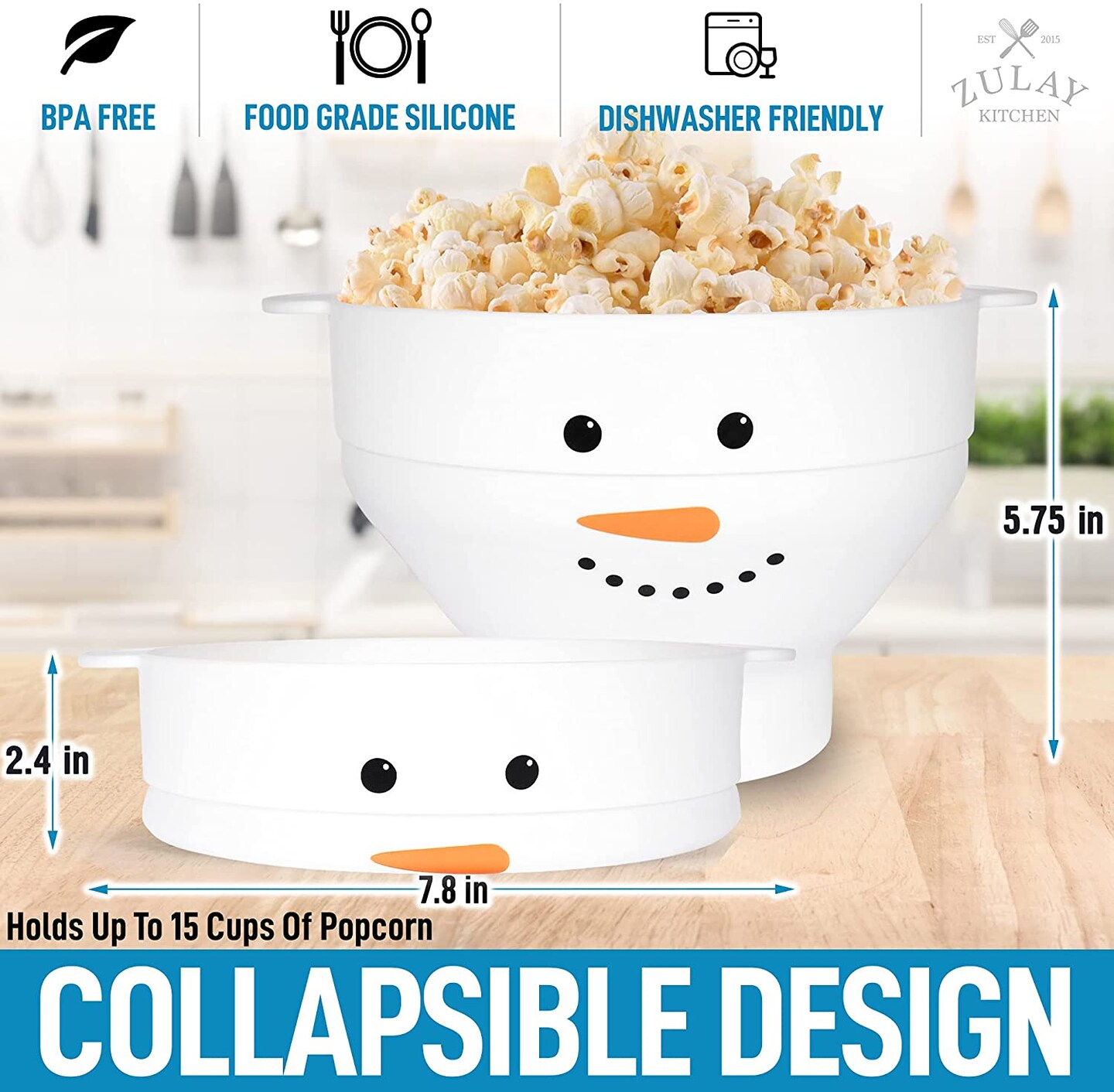 Zulay Microwave Popcorn Popper - Snowman Design - White (Silicone) - Bed  Bath & Beyond - 33847590