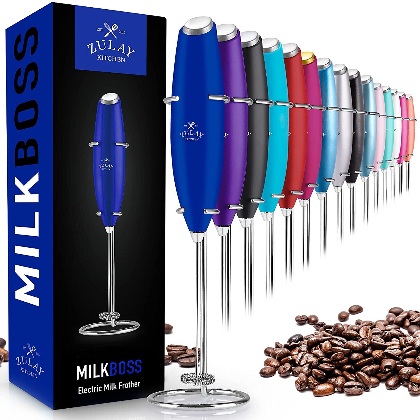 Zulay ZK Milk Frother OG w Stand - Royal Blue
