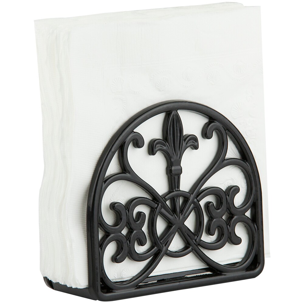 Home Basics Cast Iron Fleur De Lis Napkin Holder, Black Michaels
