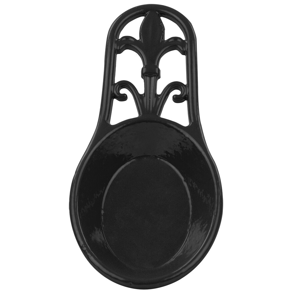 Home Basics Cast Iron Fleur De Lis Spoon Rest, Black