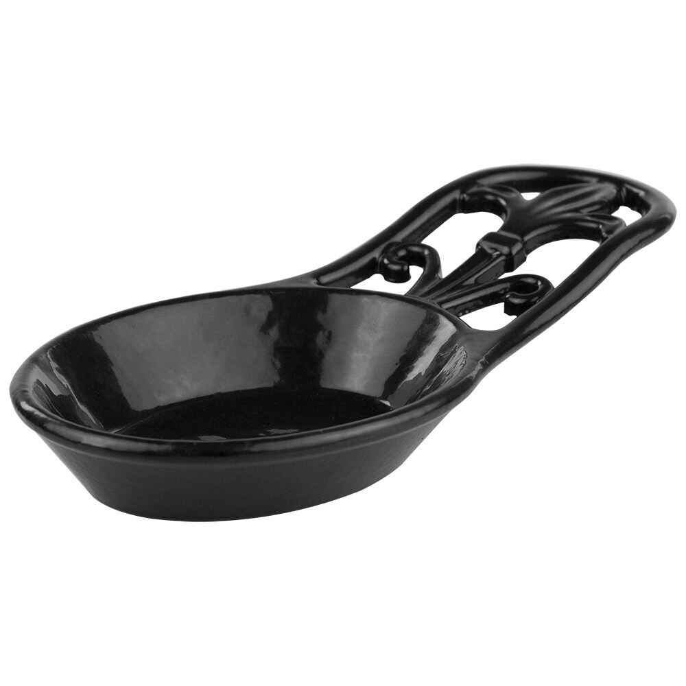 Home Basics Cast Iron Fleur De Lis Spoon Rest, Black