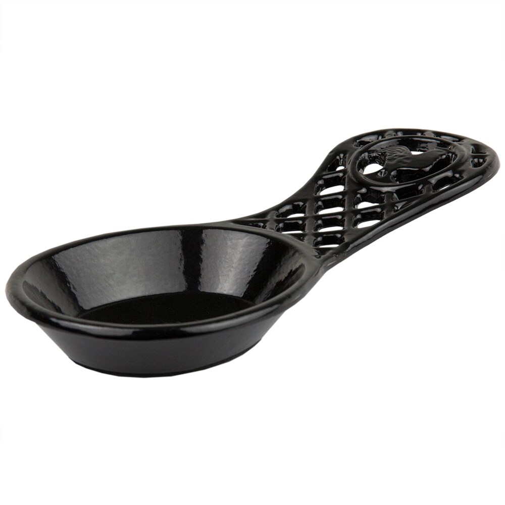 Home Basics Cast Iron Rooster Spoon Rest, Black