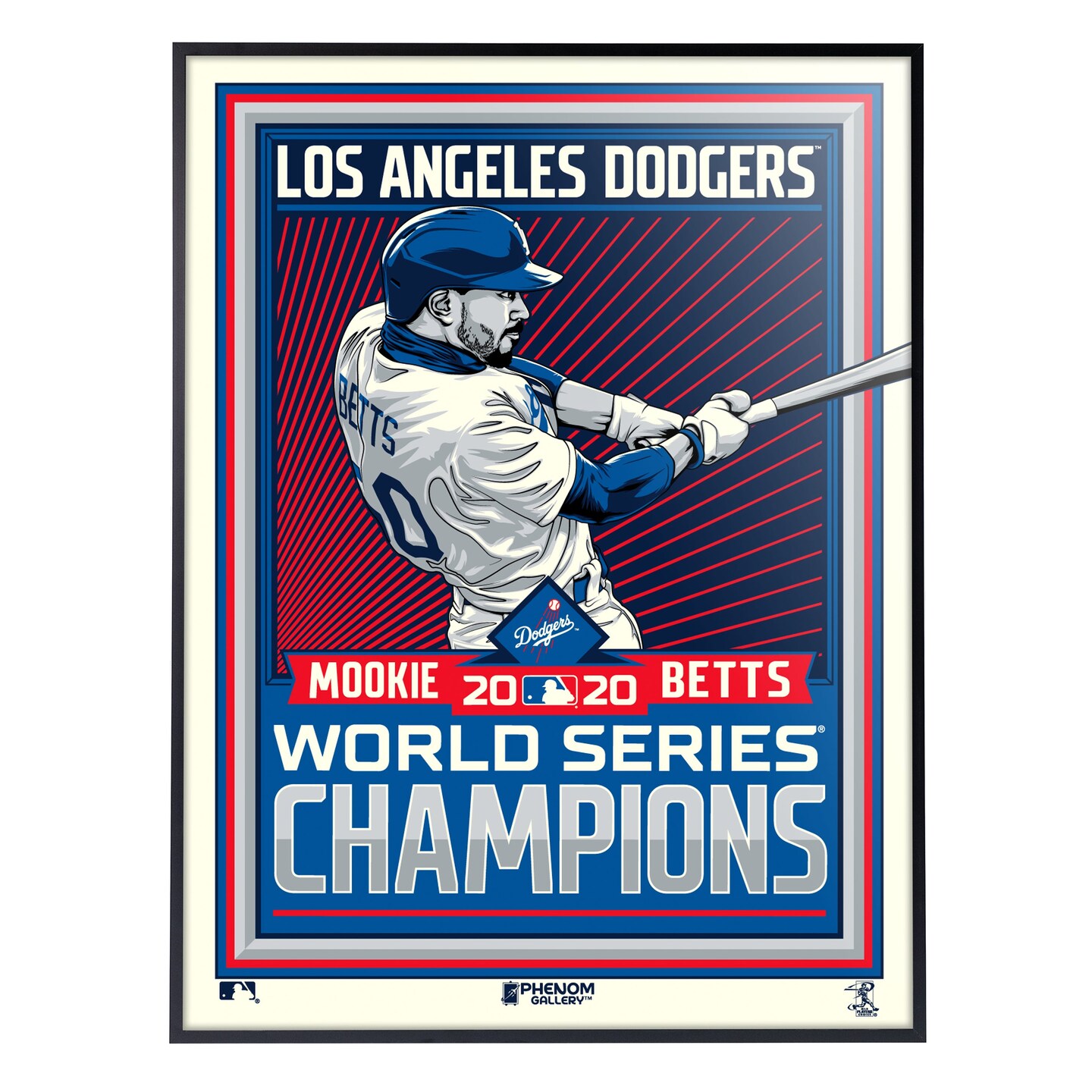 Phenom Gallery Los Angeles Dodgers Mookie Betts 2020 World Series Champs 18&#x22; x 24&#x22; Deluxe Framed Serigraph