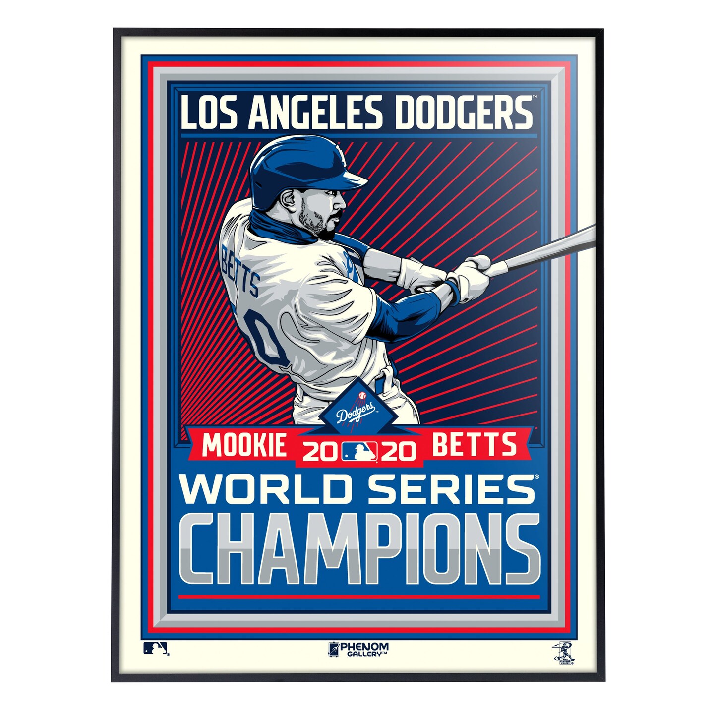 Phenom Gallery Los Angeles Dodgers Mookie Betts 2020 World Series Champs 18" x 24" Deluxe Framed Serigraph