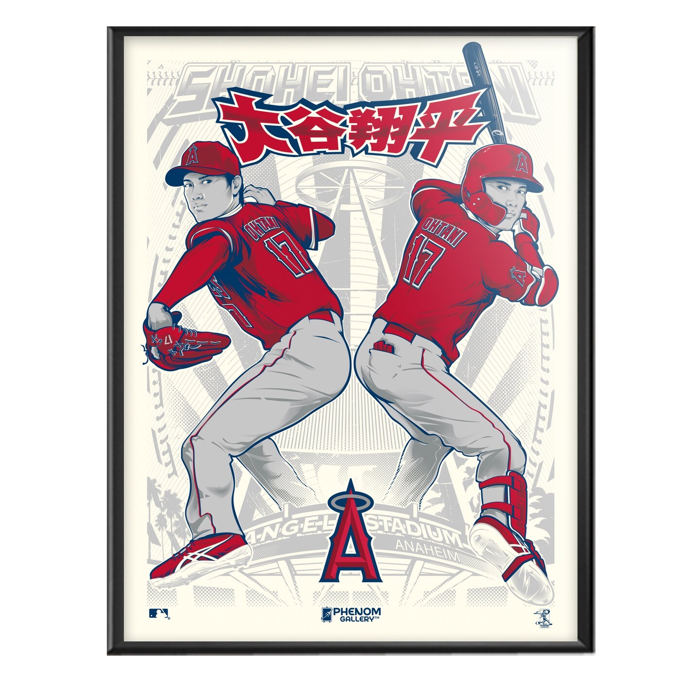 Phenom Gallery LA Angels Shohei Ohtani 18" X 24" Deluxe Frame Serigraph ...