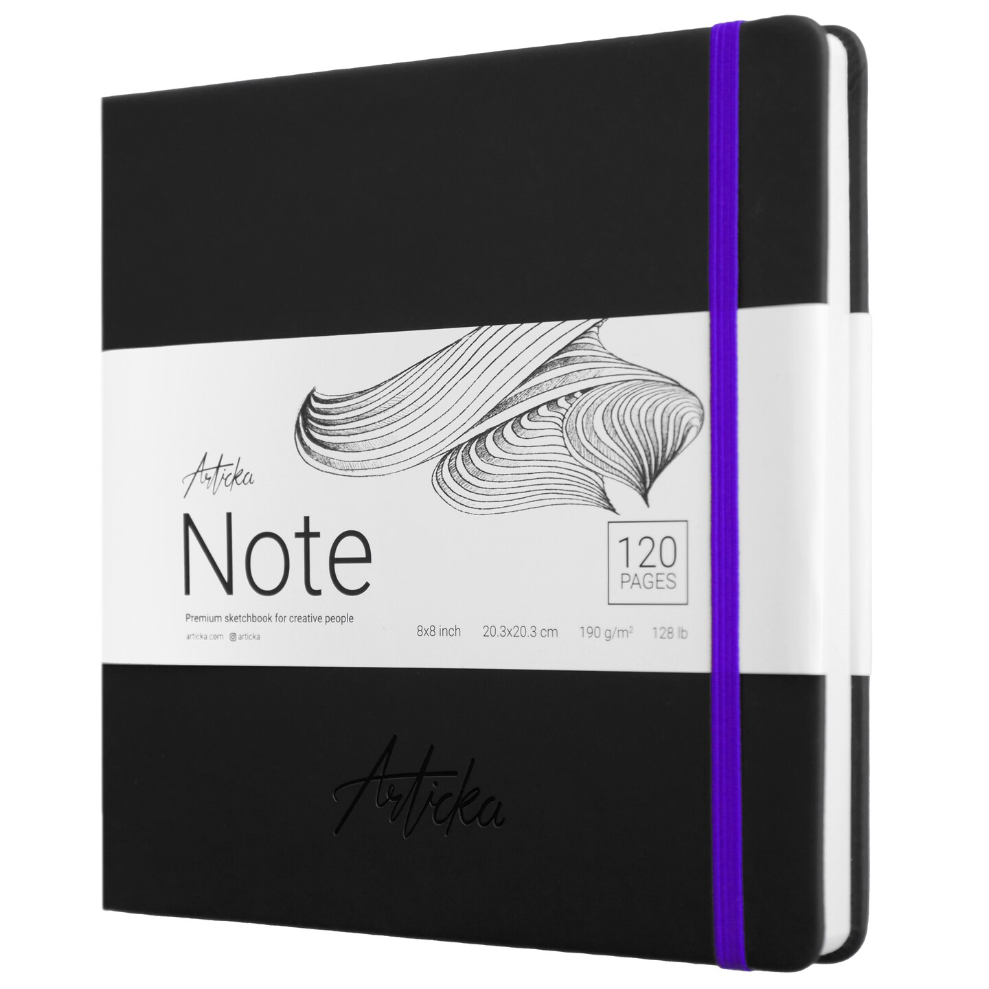 Articka Note Hardcover Sketchbook – Square Hardbound Sketch Journal – 8 x 8  Inch Art Book – 120 Pages with Elastic Closure – 180GSM High Quality Paper