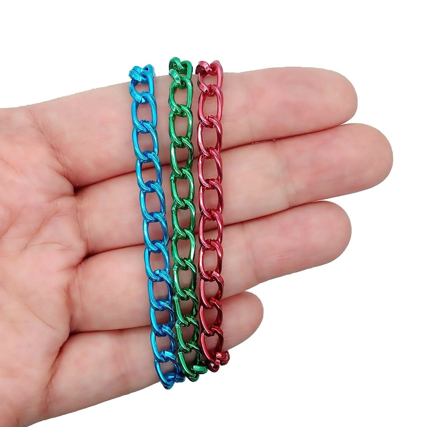 Aluminum Charm Bracelet Chains, 3pc Colorful Lightweight Blank ...