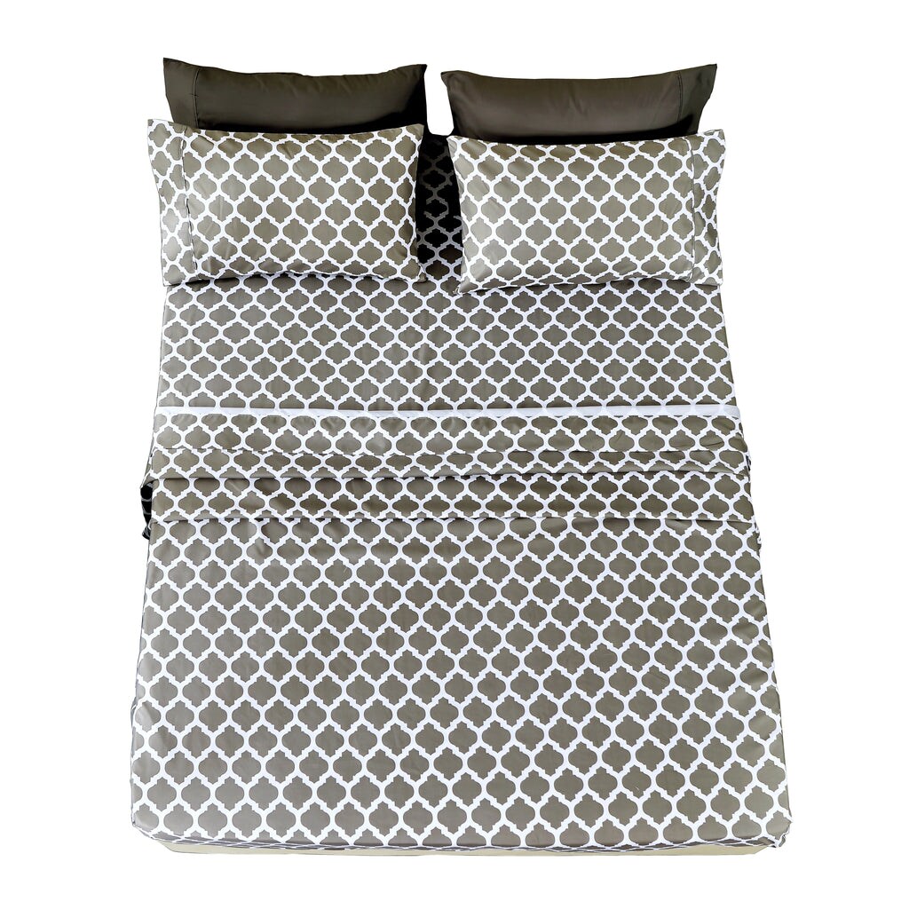 American Home Collection Quatrefoil Bedding Sheets & Pillowcases Set Brushed Microfiber Wrinkle Free Sheet Set