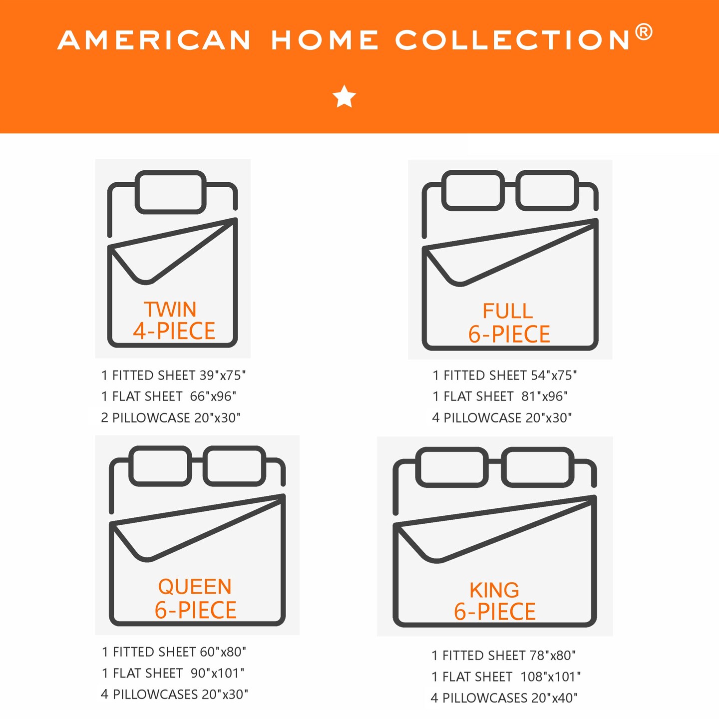 American Home Collection Patchwork Bedding Sheets & Pillowcases Set Brushed Microfiber Wrinkle Free Sheet Set