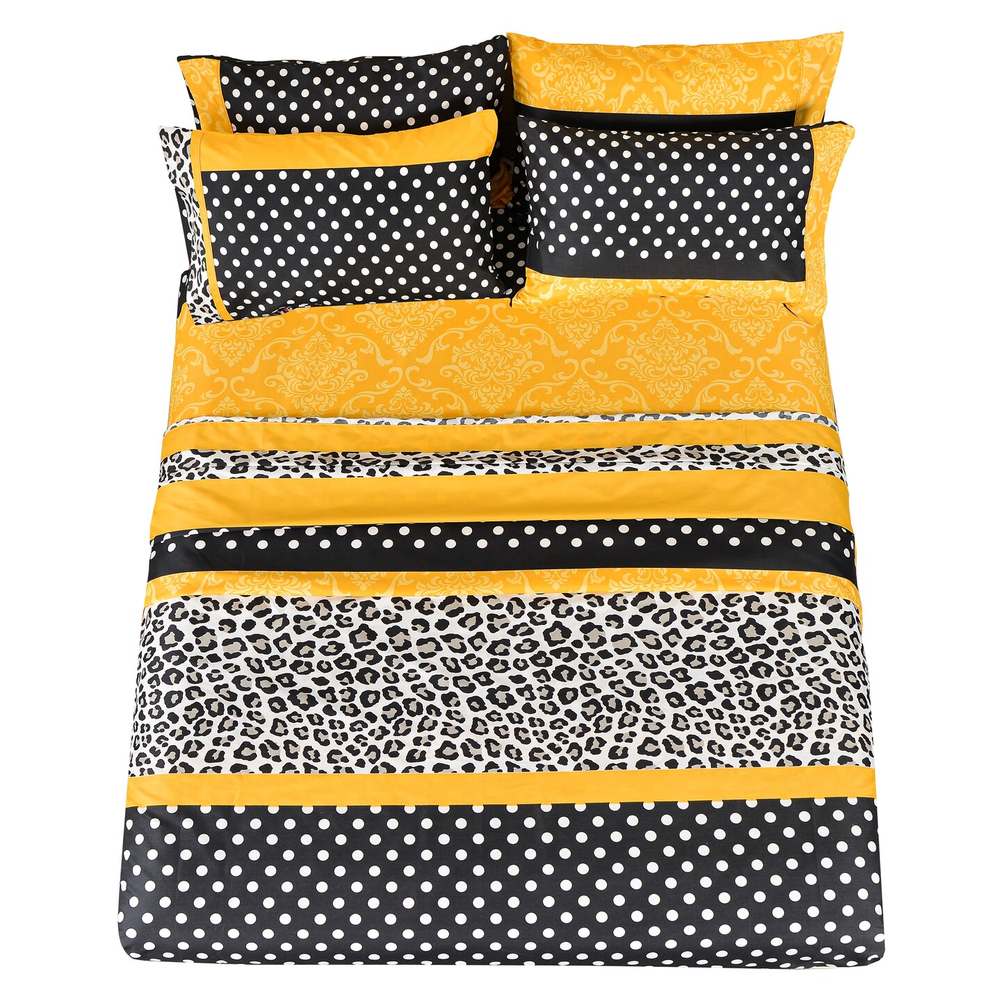 American Home Collection Patchwork Bedding Sheets &#x26; Pillowcases Set Brushed Microfiber Wrinkle Free Sheet Set