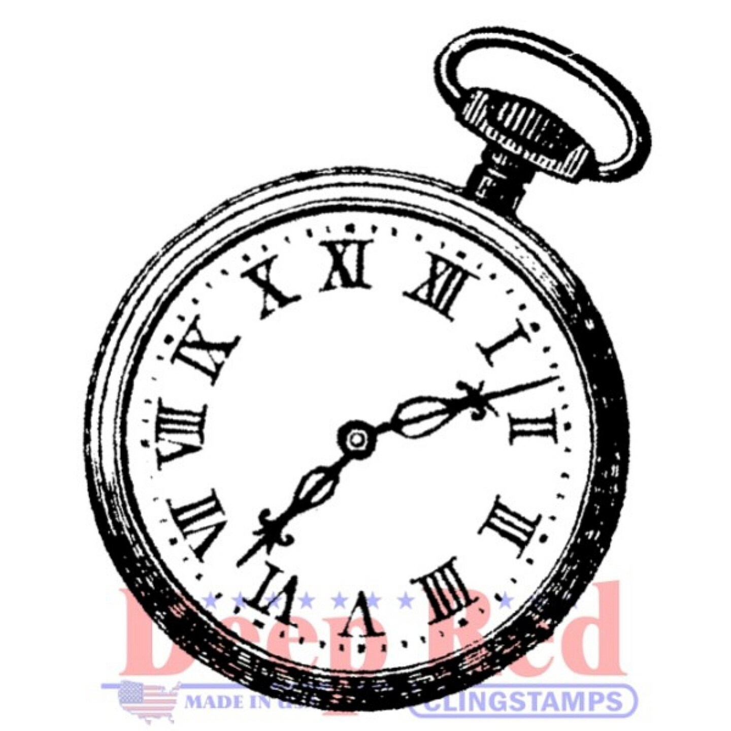 Deep Red Stamps Pocket Watch Rubber Cling Stamp 2 x 2 inches