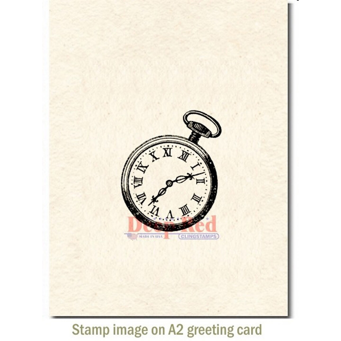 Deep Red Stamps Pocket Watch Rubber Cling Stamp 2 x 2 inches