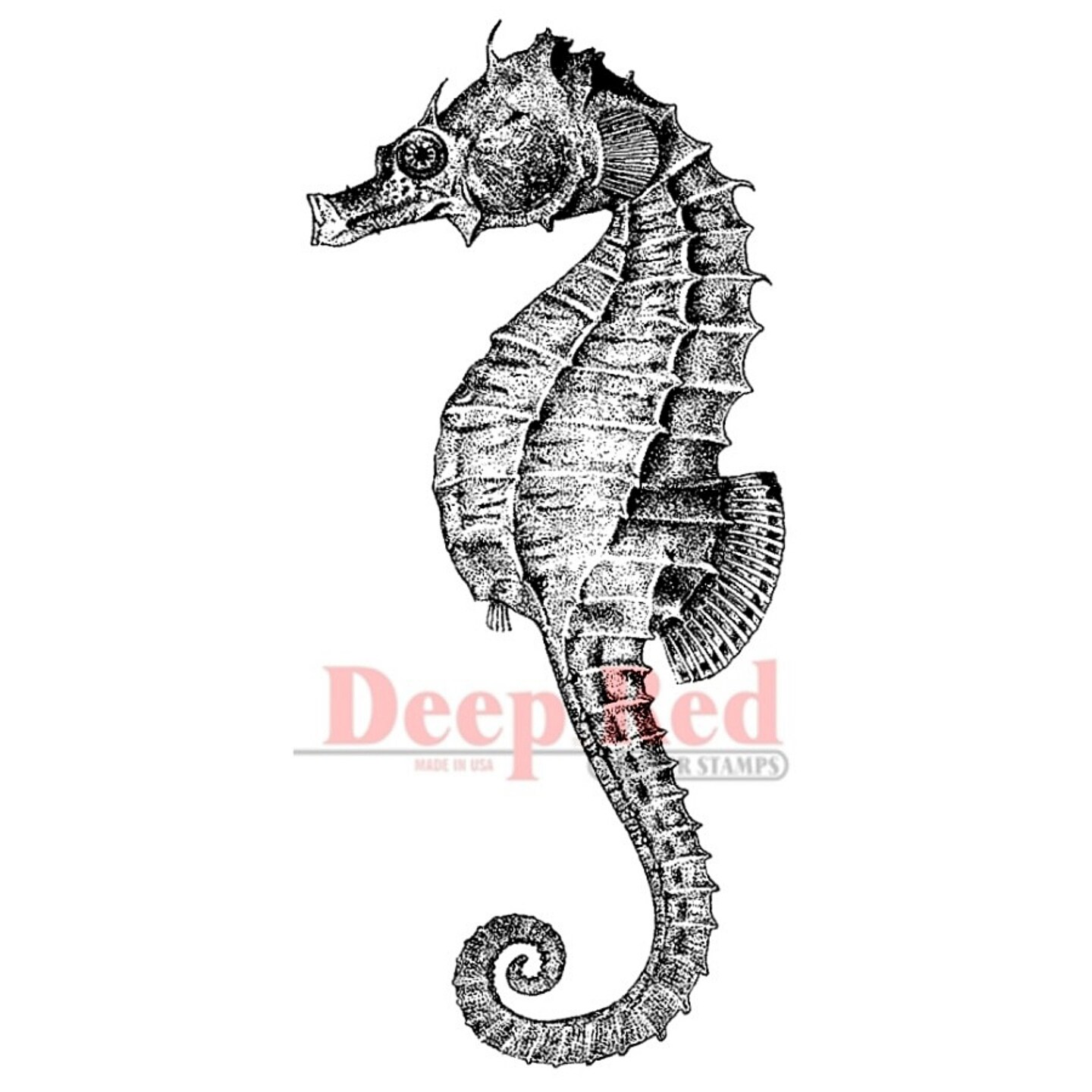 Deep Red Stamps Seahorse Rubber Cling Stamp 1.25 x 3.25 inches