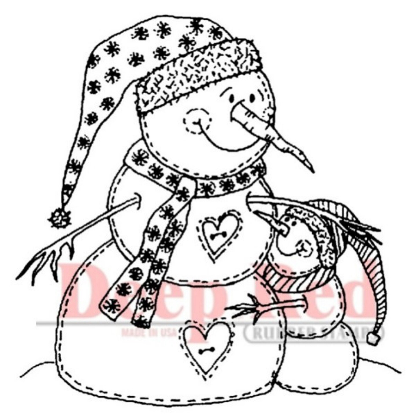 Deep Red Stamps Snowman Hugs Rubber Cling Stamp 2 x 2 inches