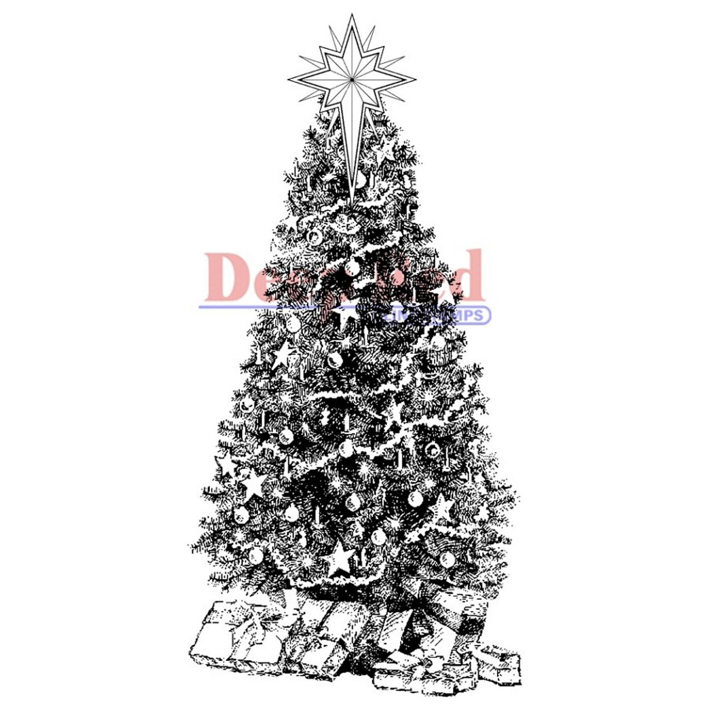 Deep Red Stamps Decorated Christmas Tree Rubber Cling Stamp 1.5 x 3 inches  | Michaels