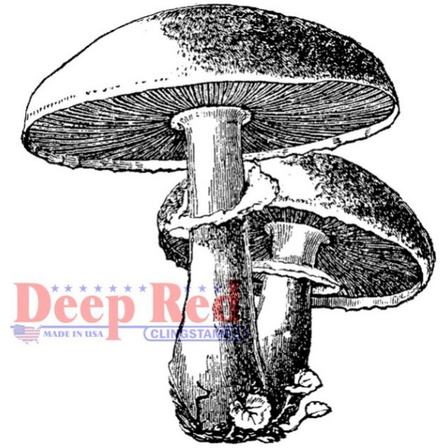 Deep Red Stamps Mushrooms Rubber Cling Stamp 2 x 2.1 inches