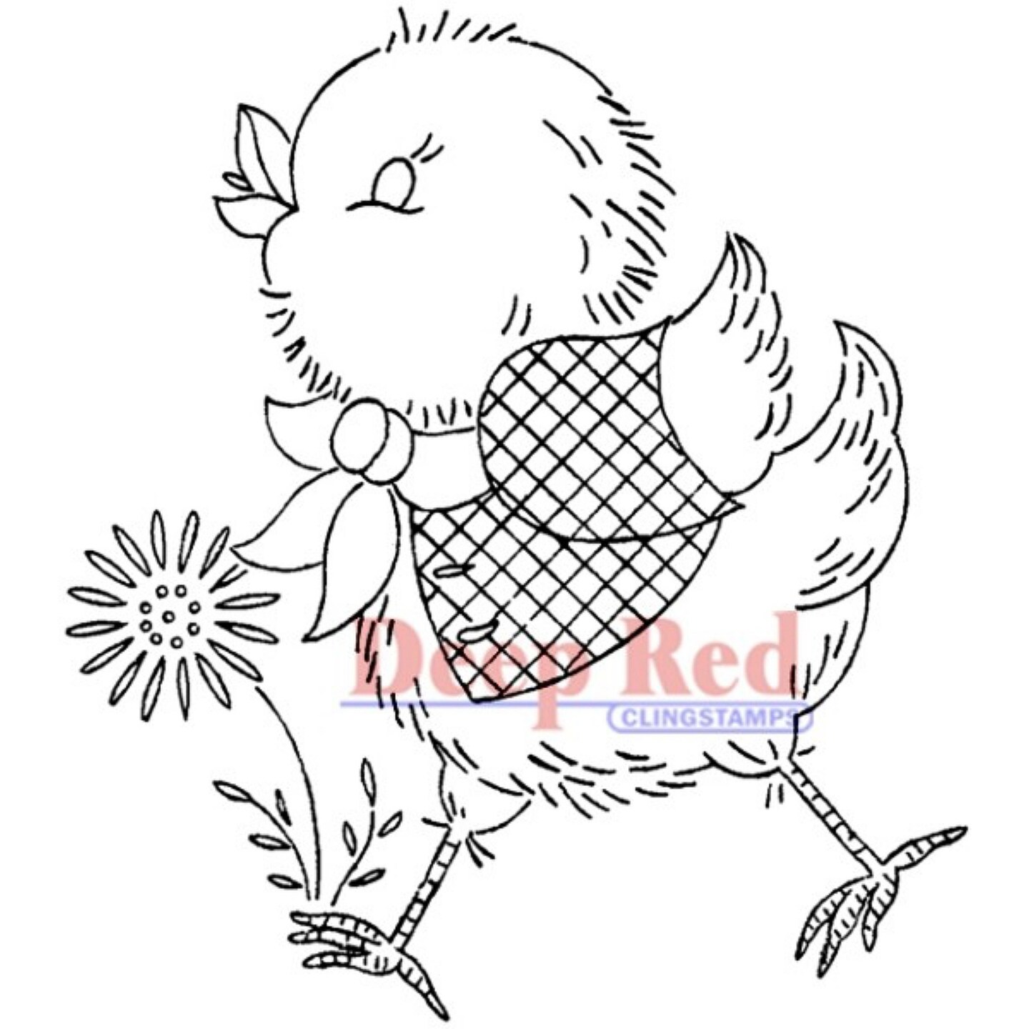 Deep Red Stamps Spring Chicken Rubber Cling Stamp 1.8 x 2 inches