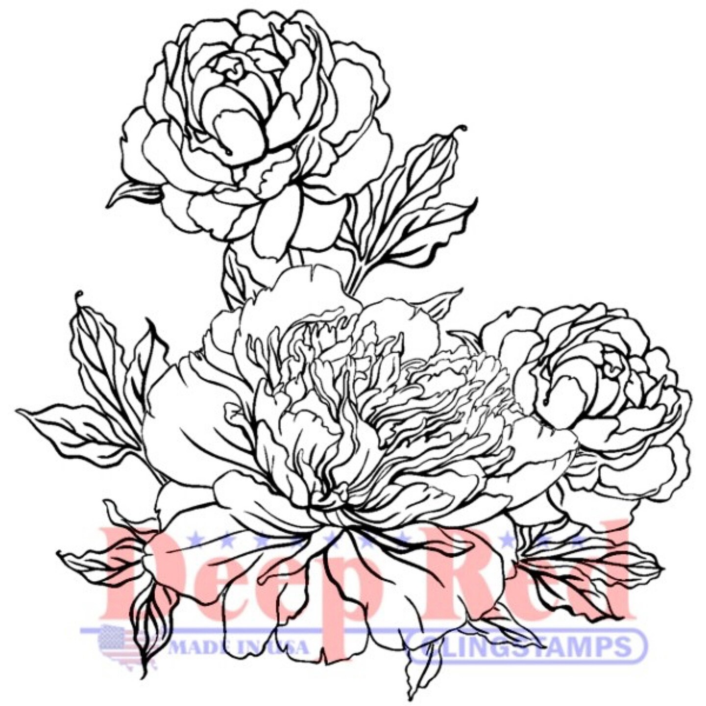 Deep Red Stamps Carnation Blooms Rubber Cling Stamp 2 x 2 inches