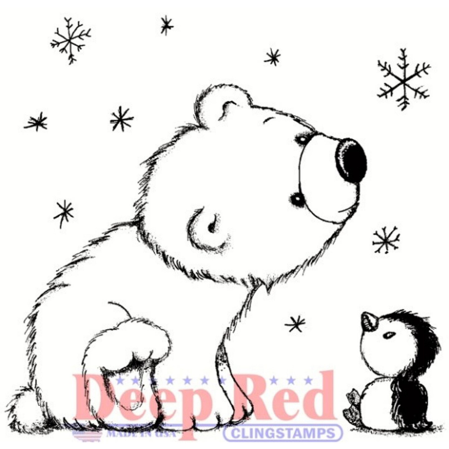 Deep Red Stamps Polar Friends Rubber Cling Stamp 2 x 2 inches
