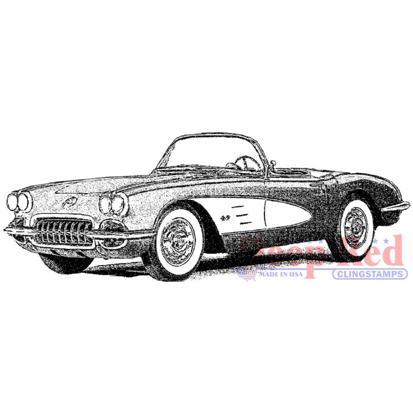 Deep Red Stamps Classic Corvette Rubber Cling Stamp 3.2 x 1.25 inches