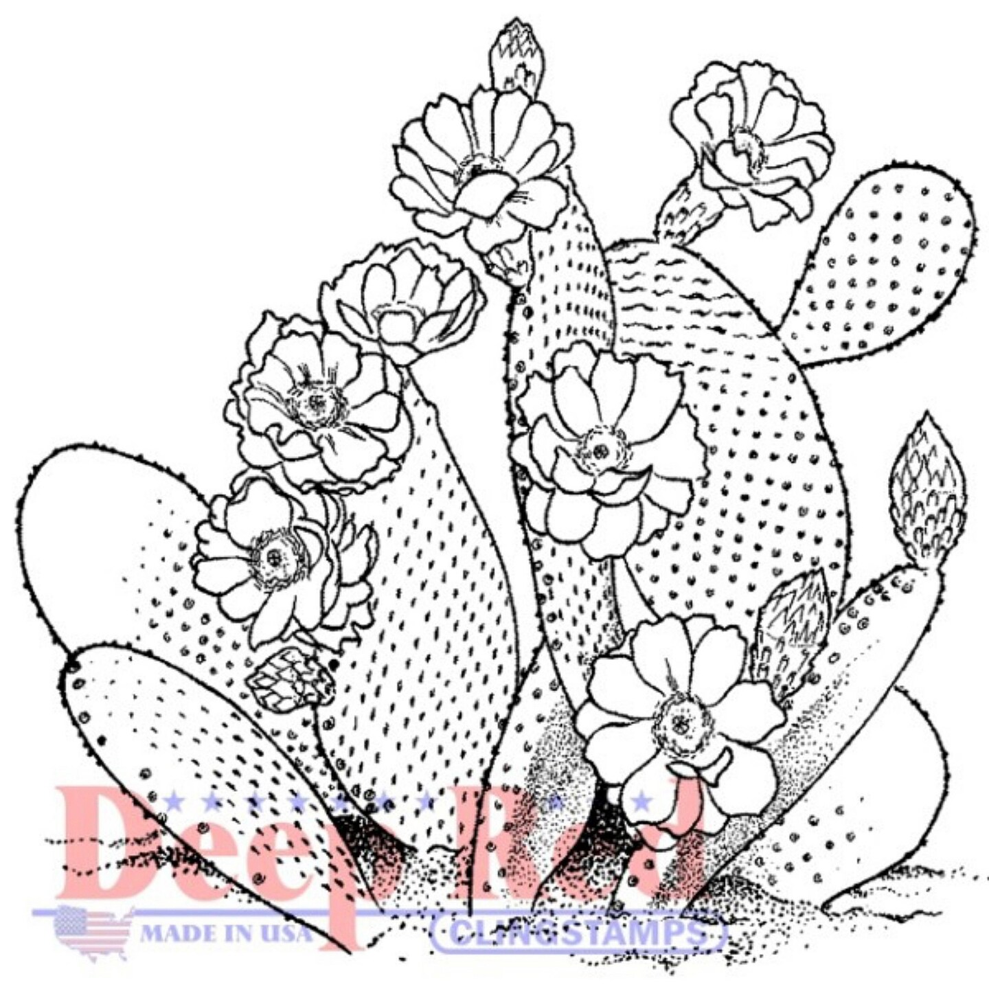 Deep Red Stamps Desert Cactus Rubber Cling Stamp 2.1 x 2 inches