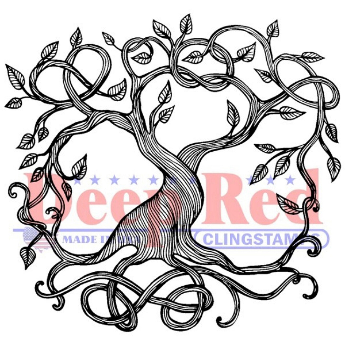 Deep Red Stamps Tree of Life Rubber Cling Stamp 2.1 x 2 inches