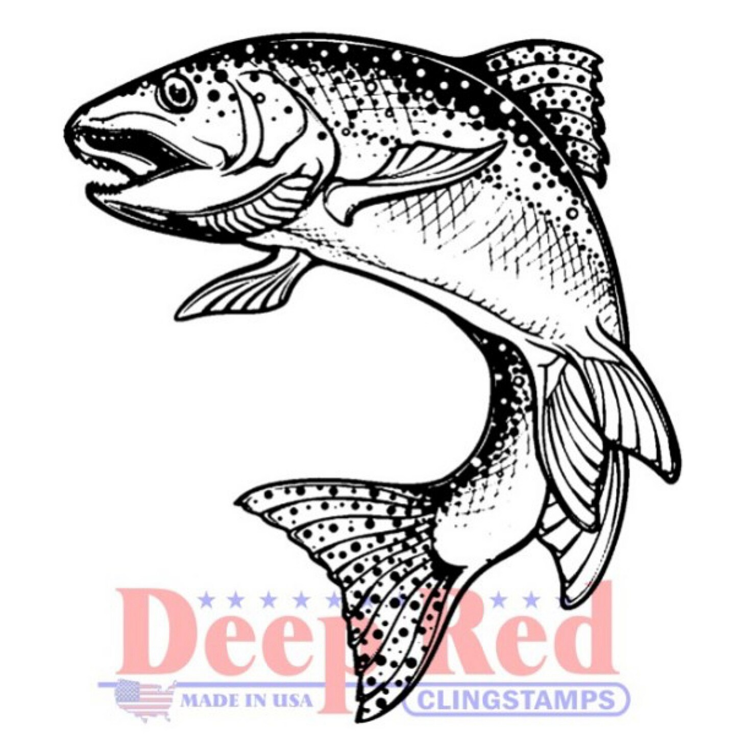 Deep Red Stamps Rainbow Trout Rubber Cling Stamp 1.9 x 2.1 inches