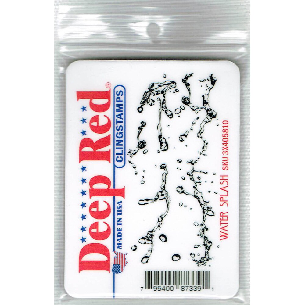 Deep Red Stamps Water Splash Rubber Cling Stamp 1.5 x 3.2 inches