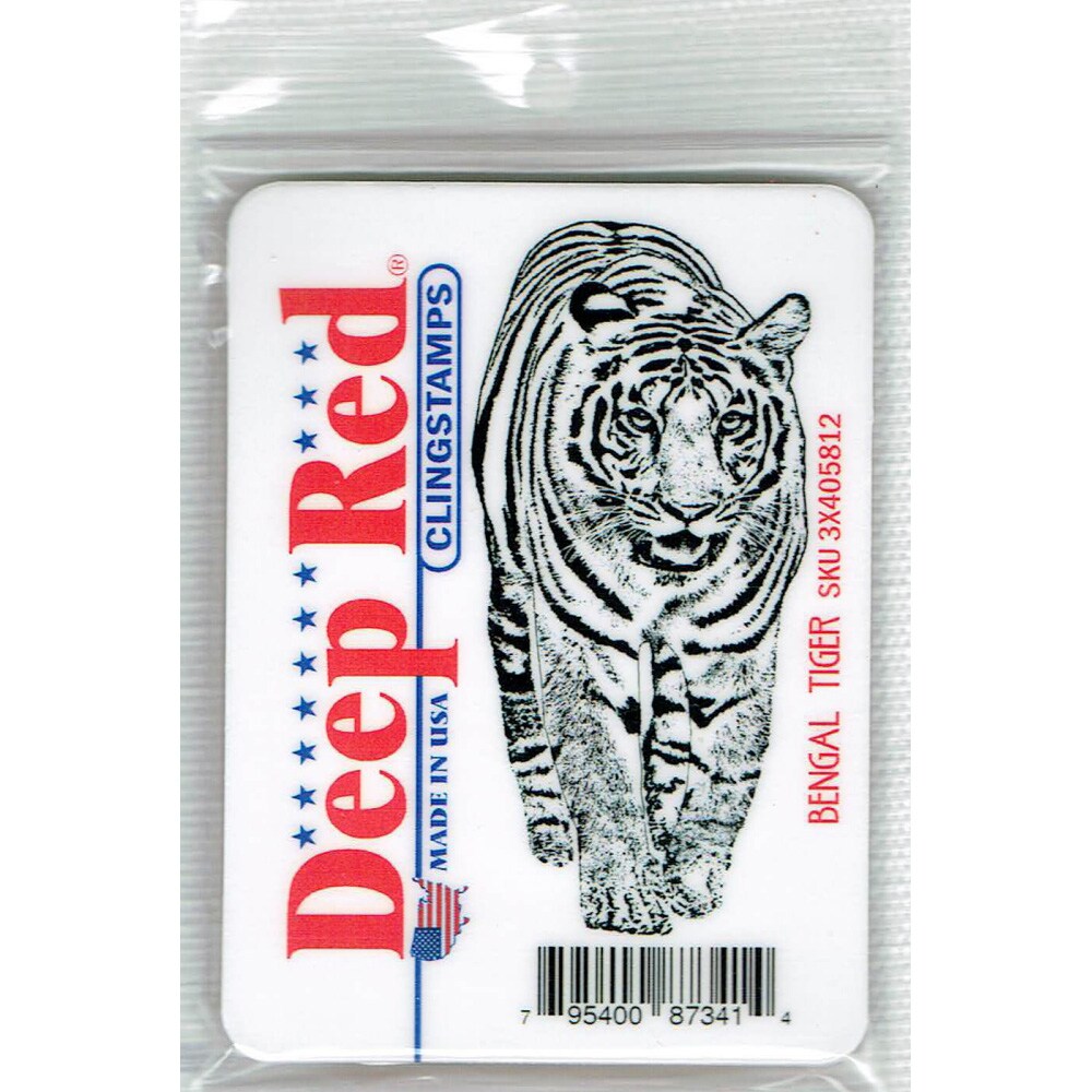 Deep Red Stamps Bengal Tiger Rubber Cling Stamp 1.5 x 3.2 inches