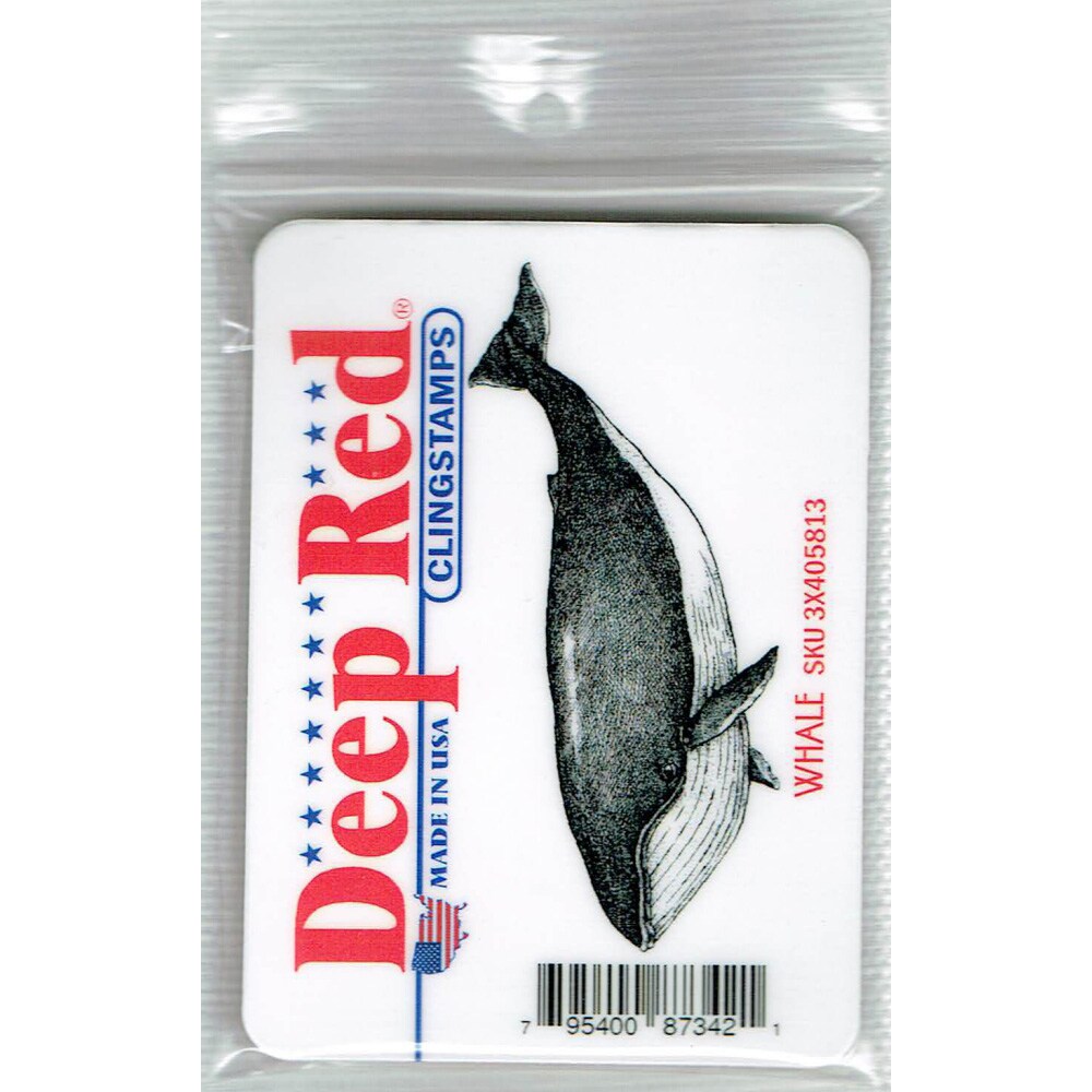 Deep Red Stamps Whale Rubber Cling Stamp 1.5 x 3.2 inches