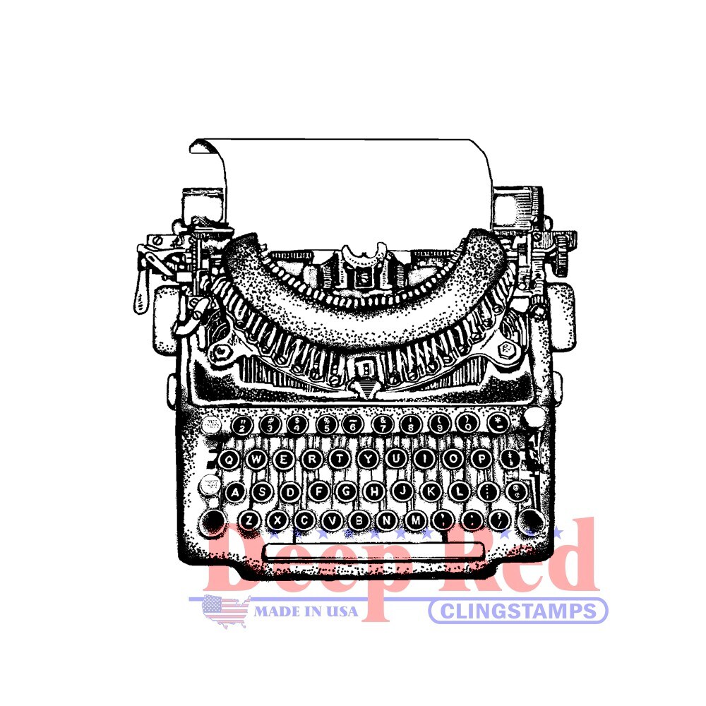 Deep Red Stamps Manual Typewriter Rubber Cling Stamp 2.1 x 2.1 inches