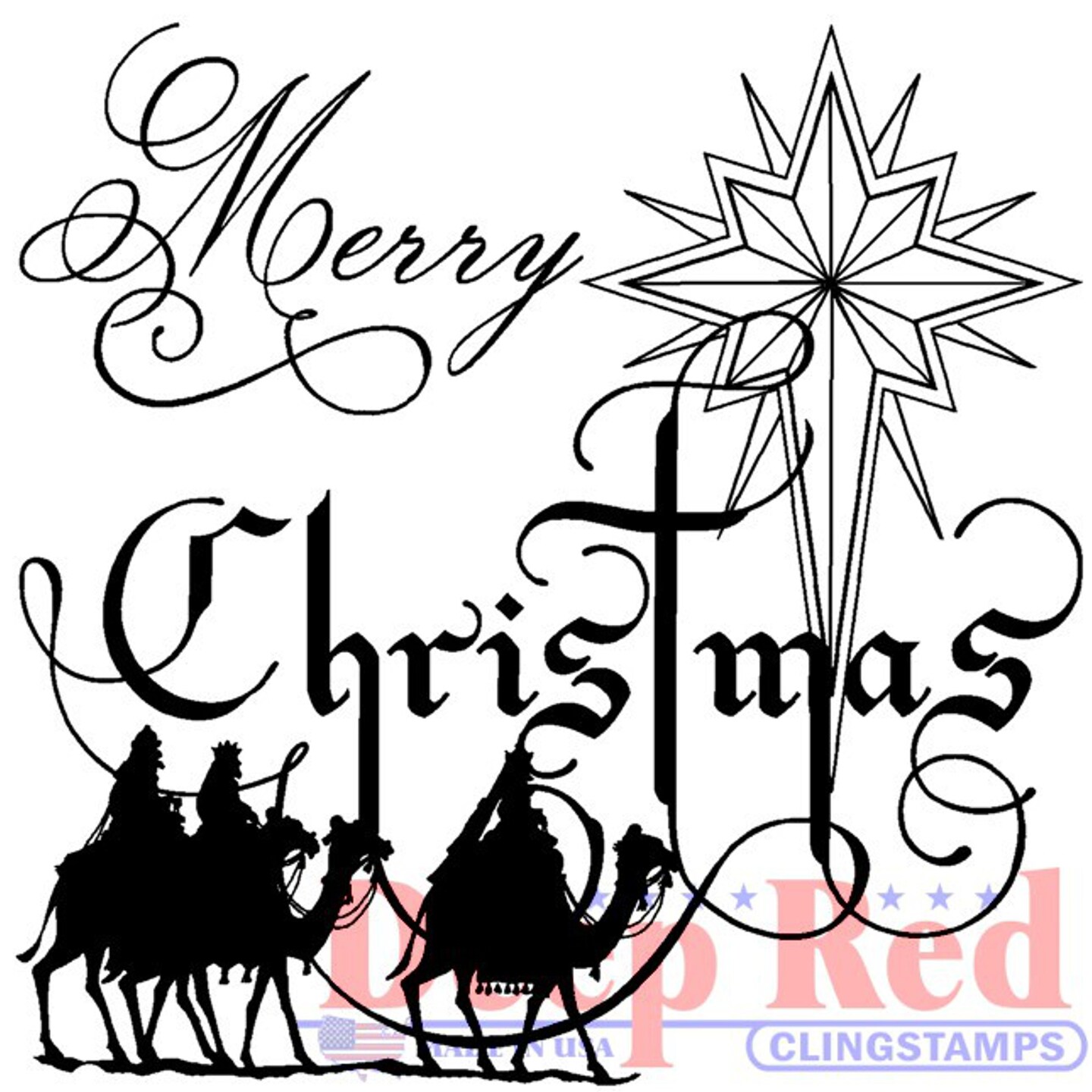 Deep Red Stamps Wise Men Christmas Rubber Cling Stamp 2.1 x 2 inches