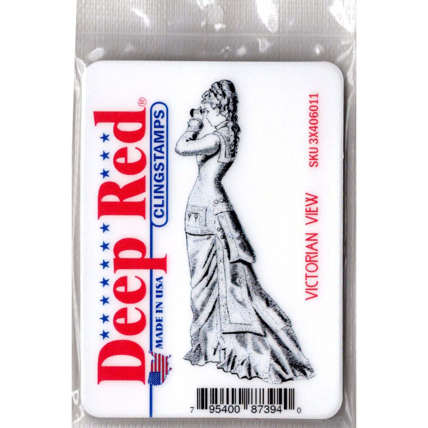Deep Red Stamps Victorian View Rubber Cling Stamp 1.6 x 3.3 inches
