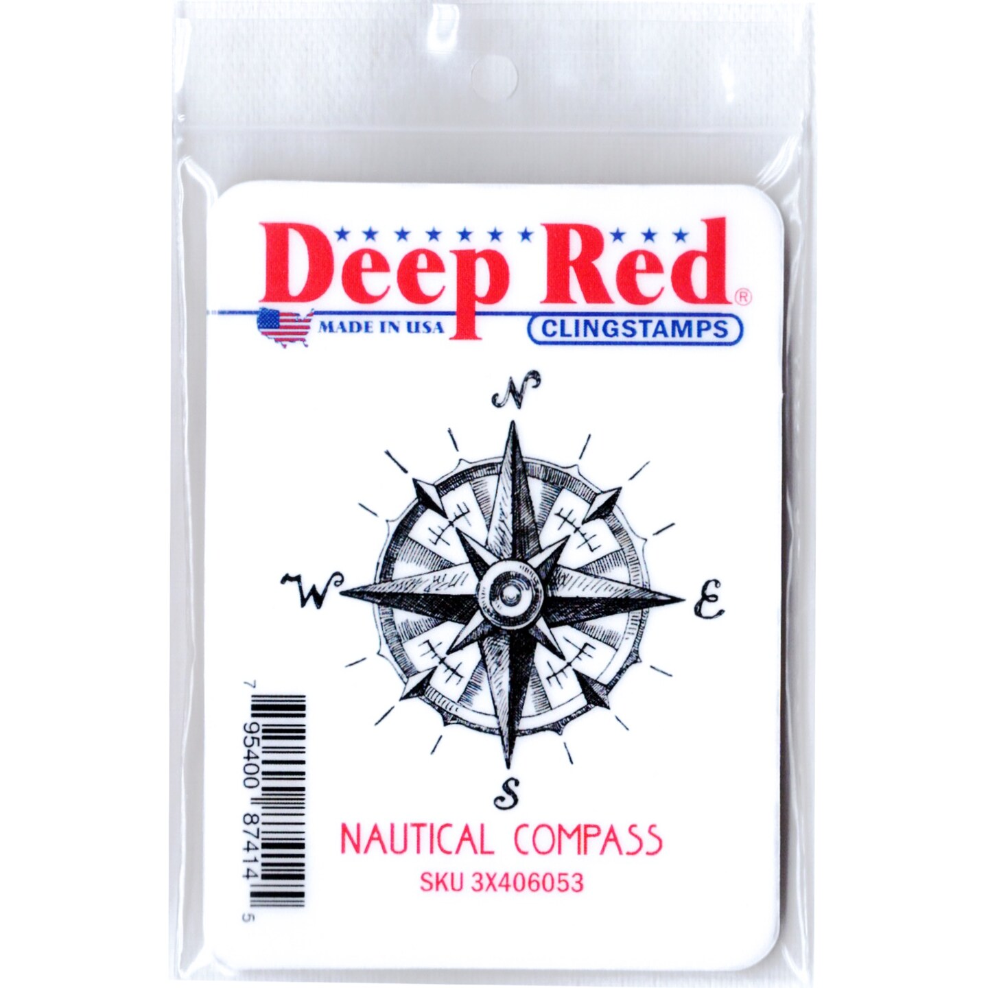 Deep Red Stamps Nautical Compass Rubber Cling Stamp 2.2 x 2.2 inches